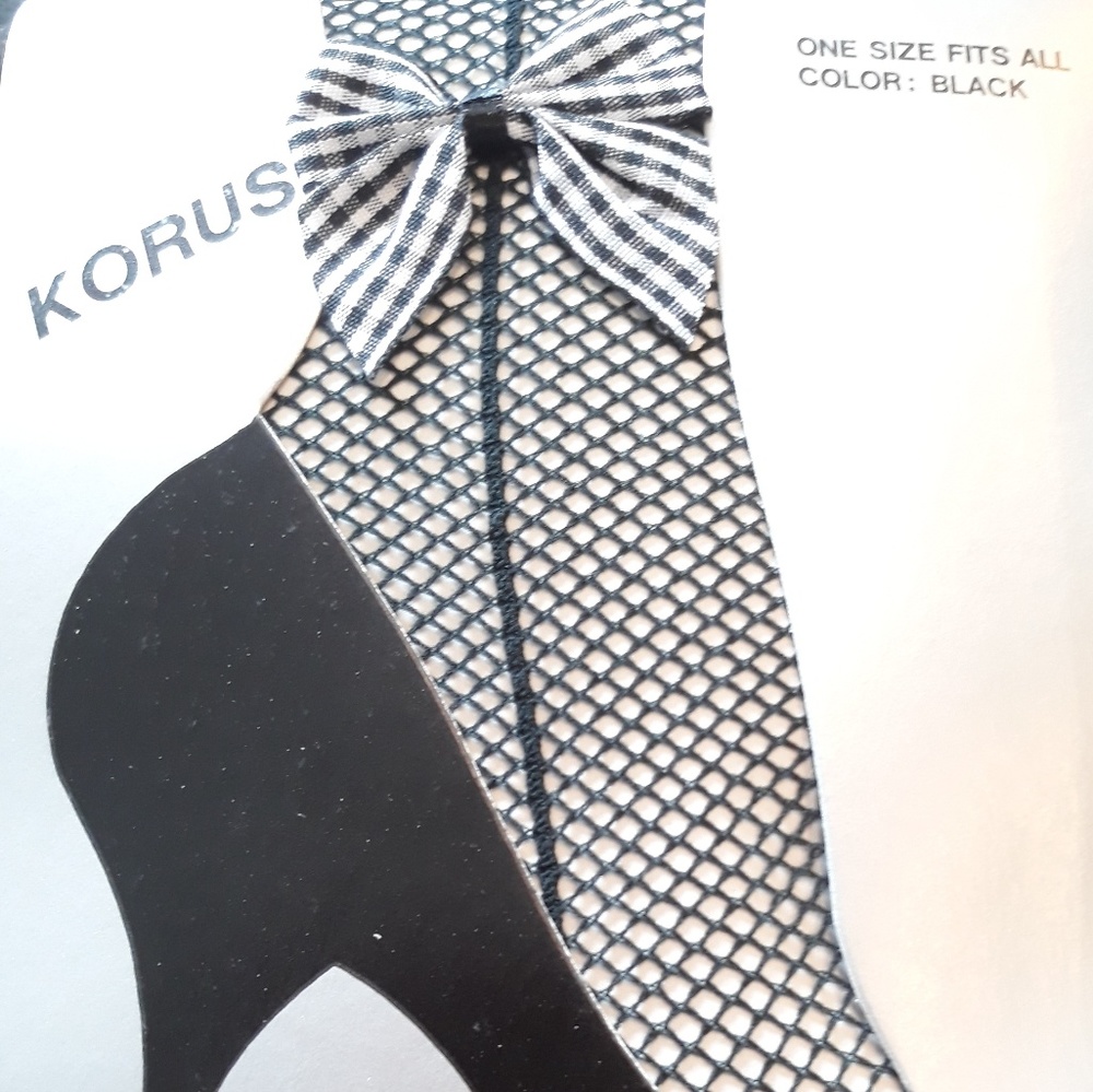Korus fishnet pantyhose with bow at anklet